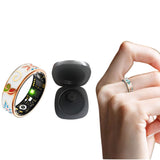Bluetooth Vintage Enamel-Style Smart Ring Water-Resistant Fitness & Health Tracker Black