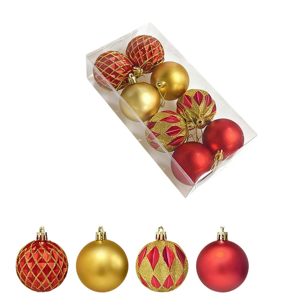 8PCS Mixed Christmas Ball Ornaments Set for Xmas Tree Decorations Style 1