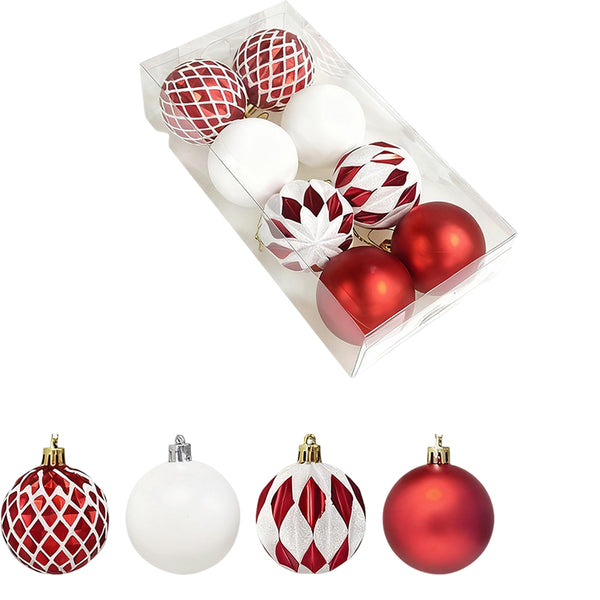 8PCS Mixed Christmas Ball Ornaments Set for Xmas Tree Decorations Style 3