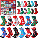 24 Days Funny Christmas Socks Countdown Calendar with 12 Pairs Unisex Socks Style 1