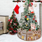 Gingerbread House Christmas Tree Collar LED Tree Skirt for Holiday Decor L