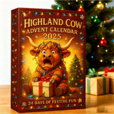 24 Days Highland Cow Advent Calendar with 3D PVC Ornaments