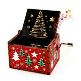 Hand Crank Christmas Wooden Music Box Xmas Toy