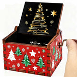 Hand Crank Christmas Wooden Music Box Xmas Toy