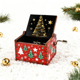 Hand Crank Christmas Wooden Music Box Xmas Toy