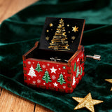 Hand Crank Christmas Wooden Music Box Xmas Toy