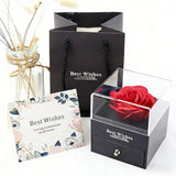 Elegant Preserved Rose Jewelry Box with Acrylic Display Case Black