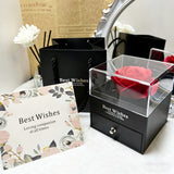 Elegant Preserved Rose Jewelry Box with Acrylic Display Case Black