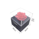 Elegant Preserved Rose Jewelry Box with Acrylic Display Case Black