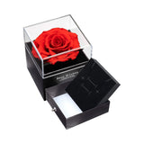 Elegant Preserved Rose Jewelry Box with Acrylic Display Case Black