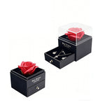Elegant Preserved Rose Jewelry Box with Acrylic Display Case Black