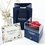 Elegant Preserved Rose Jewelry Box with Acrylic Display Case Blue