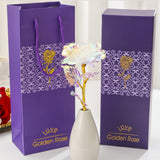 Golden Rose in Purple Gift Box Valentine’s Day Anniversary Gift for Her Mixed White