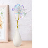 Golden Rose in Purple Gift Box Valentine’s Day Anniversary Gift for Her Mixed White