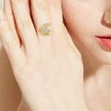 Adjustable Zircon Spinner Rings Set Rotating Meditation Fidget Jewelry Gold