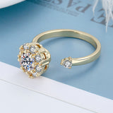 Adjustable Zircon Spinner Rings Set Rotating Meditation Fidget Jewelry Gold