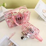 Transparent PVC Colorful Printed Cosmetic Bag Clear Makeup Pouch Pink