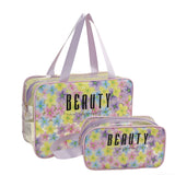 Transparent PVC Colorful Printed Cosmetic Bag Clear Makeup Pouch Purple