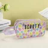 Transparent PVC Colorful Printed Cosmetic Bag Clear Makeup Pouch Purple