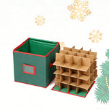 Foldable Christmas Ornament Storage Box with Removable Dividers Holiday Organizer Green