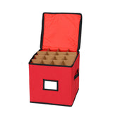 Foldable Christmas Ornament Storage Box with Removable Dividers Holiday Organizer Red