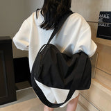 Sports Gym Bag Multi-Use Shoulder Handbag with Shoe Compartment Black