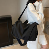 Sports Gym Bag Multi-Use Shoulder Handbag with Shoe Compartment Black