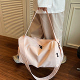 Sports Gym Bag Multi-Use Shoulder Handbag with Shoe Compartment Pink