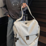 Sports Gym Bag Multi-Use Shoulder Handbag with Shoe Compartment White
