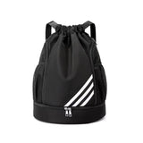 Drawstring Basketball Backpack with Shoe Compartment for Sports & Travel Black