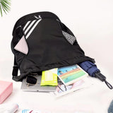 Drawstring Basketball Backpack with Shoe Compartment for Sports & Travel Black