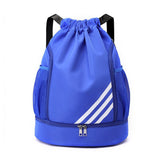Drawstring Basketball Backpack with Shoe Compartment for Sports & Travel Light Blue