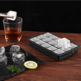 15 Grid Silicone Ice Cube Tray with Lid for Home Kitchen Freeze Black