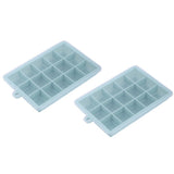 15 Grid Silicone Ice Cube Tray with Lid for Home Kitchen Freeze Light Blue
