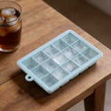 15 Grid Silicone Ice Cube Tray with Lid for Home Kitchen Freeze Light Blue