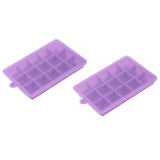15 Grid Silicone Ice Cube Tray with Lid for Home Kitchen Freeze Purple