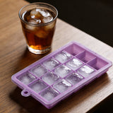 15 Grid Silicone Ice Cube Tray with Lid for Home Kitchen Freeze Purple