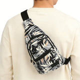 Multi-Layer Printed Crossbody Sling Chest Bag for Women Travel and Sport Black