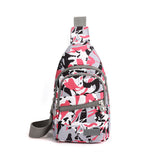 Multi-Layer Printed Crossbody Sling Chest Bag for Women Travel and Sport Pink