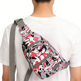 Multi-Layer Printed Crossbody Sling Chest Bag for Women Travel and Sport Pink