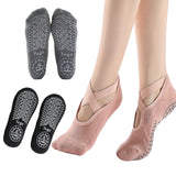 3 Pairs Cross Strap Round Toe Non-Slip Socks for Yoga Pilates and Barre