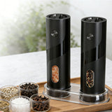 2-Piece Electric Salt and Pepper Grinder Set with Adjustable Ceramic Mill