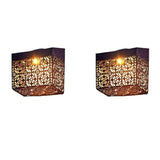 2 Pack Solar Hollow Wall Lights Outdoor Garden LED Lamps IP44 Waterproof Warm