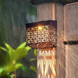 2 Pack Solar Hollow Wall Lights Outdoor Garden LED Lamps IP44 Waterproof Warm