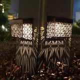 2 Pack Solar Hollow Wall Lights Outdoor Garden LED Lamps IP44 Waterproof Warm