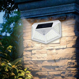 2Pcs 100 LEDs 4-Sided Solar Powered Motion Sensor Lights