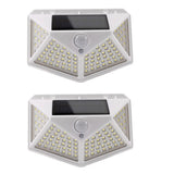 2Pcs 100 LEDs 4-Sided Solar Powered Motion Sensor Lights