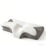 Butterfly Memory Foam Neck Pillow for Cervical Support Light Grey