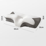 Butterfly Memory Foam Neck Pillow for Cervical Support Light Grey