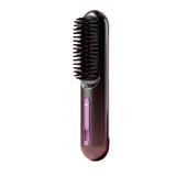 Wireless Hair Straightening Brush for Fast Heating and Portable Use Black